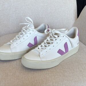 Veja Women's White and Purple Sneakers